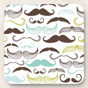 Mustache pattern, retro style 2 drink coaster