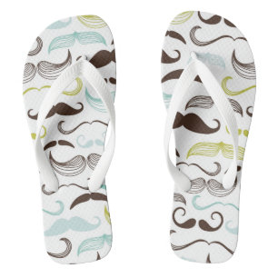 Mustache pattern, retro style 2 flip flops