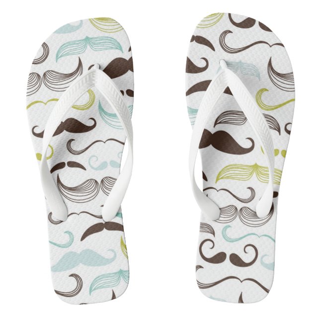 Mustache pattern, retro style 2 flip flops (Footbed)