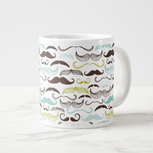 Mustache pattern, retro style 2 giant coffee mug