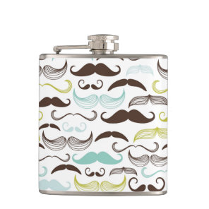 Mustache pattern, retro style 2 hip flask
