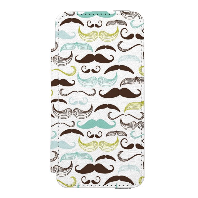 Mustache pattern, retro style 2 incipio iPhone wallet case (Folio Front)