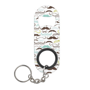 Mustache pattern, retro style 2 keychain bottle opener