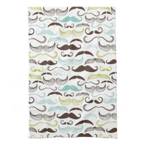 Mustache pattern, retro style 2 kitchen towel