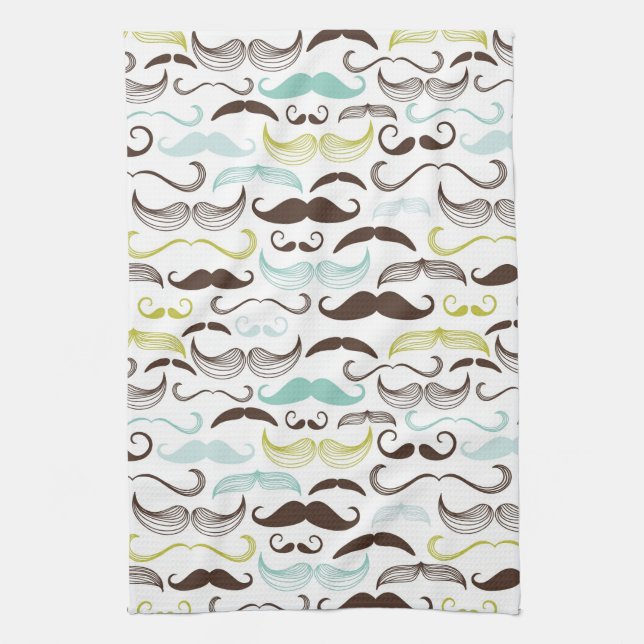 Mustache pattern, retro style 2 kitchen towel (Vertical)