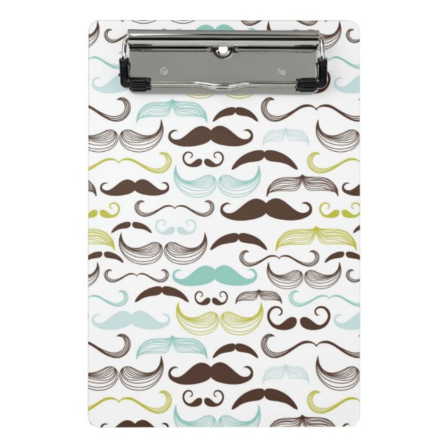 Mustache pattern, retro style 2 mini clipboard (Front)