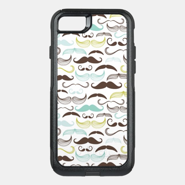 Mustache pattern, retro style 2 otterbox iPhone case (Back)