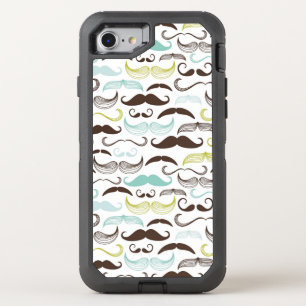 Mustache pattern, retro style 2 OtterBox defender iPhone SE/8/7 case