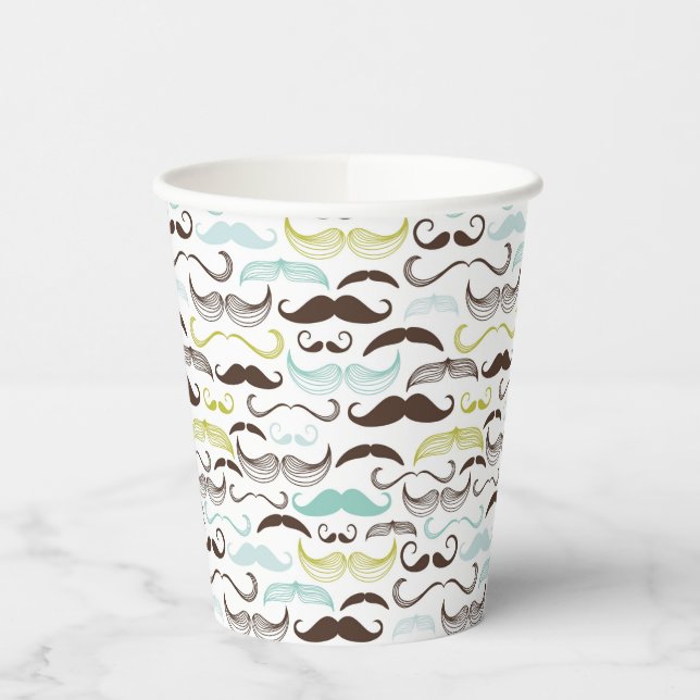 Mustache pattern, retro style 2 paper cups (Left)