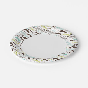 Mustache pattern, retro style 2 paper plates