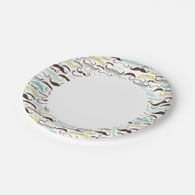 Mustache pattern, retro style 2 paper plates (Angled)