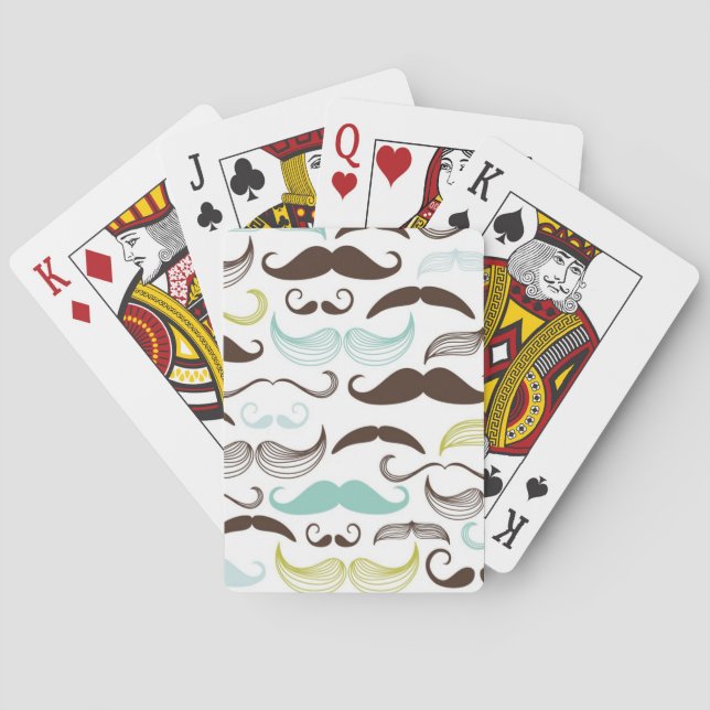 Mustache pattern, retro style 2 poker cards (Back)