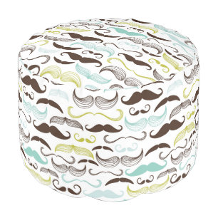 Mustache pattern, retro style 2 pouf