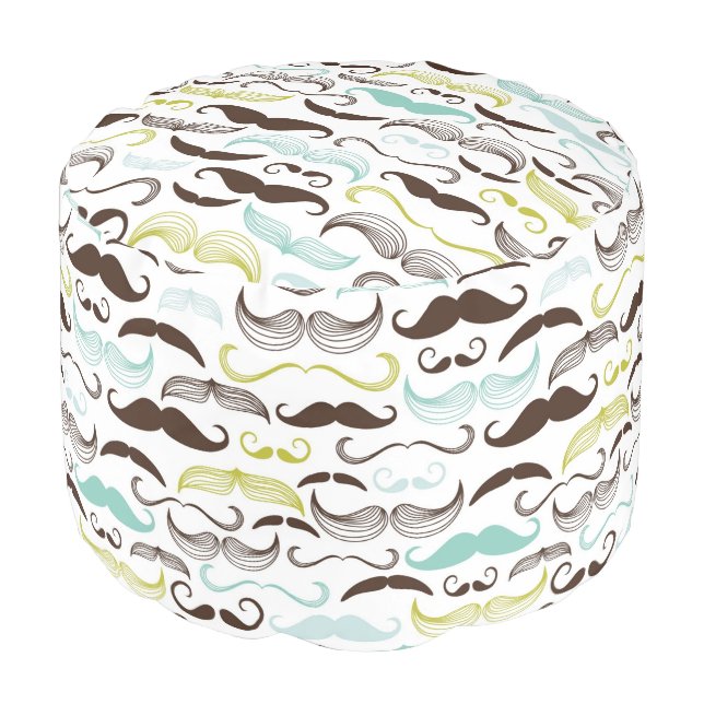 Mustache pattern, retro style 2 pouf (Angled Front)