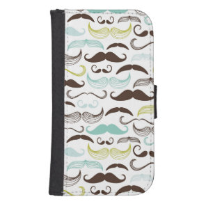 Mustache pattern, retro style 2 wallet phone case for samsung galaxy s4