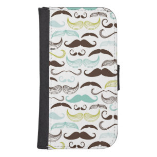 Mustache pattern, retro style 2 wallet phone case for samsung galaxy s4