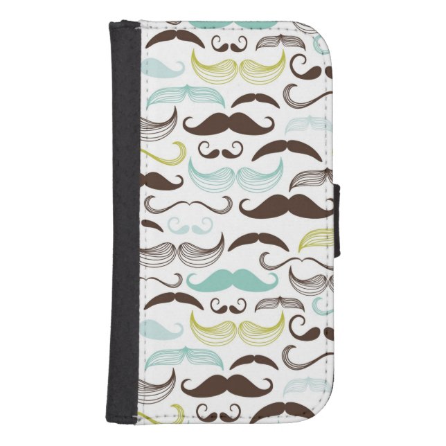 Mustache pattern, retro style 2 samsung galaxy wallet case (Front)