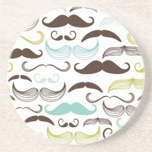 Mustache pattern, retro style 2 sandstone coaster