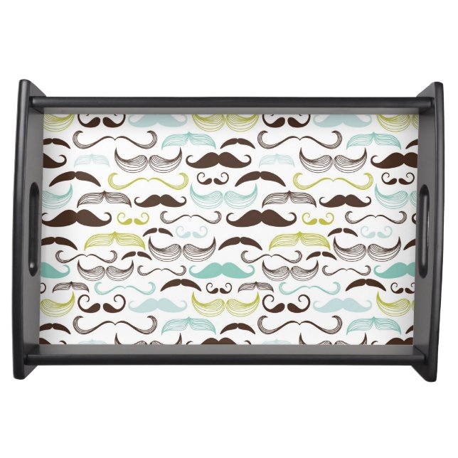 Mustache pattern, retro style 2 serving tray (Front)