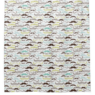 Mustache pattern, retro style 2 shower curtain