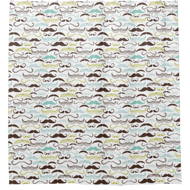 Mustache pattern, retro style 2 shower curtain (Front)