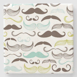 Mustache pattern, retro style 2 stone coaster