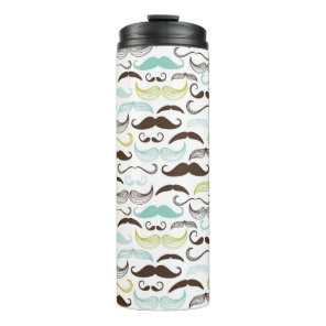 Mustache pattern, retro style 2 thermal tumbler