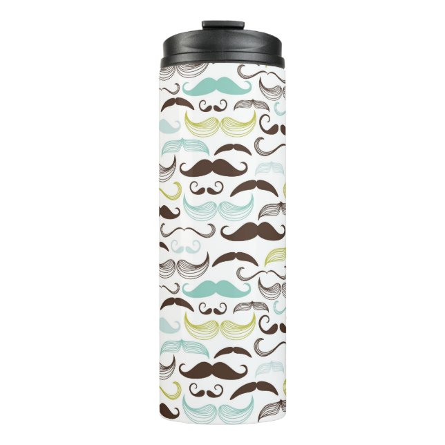 Mustache pattern, retro style 2 thermal tumbler (Front)