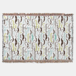 Mustache pattern, retro style 2 throw blanket