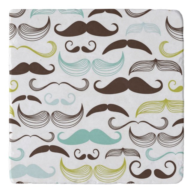 Mustache pattern, retro style 2 trivet (Front)