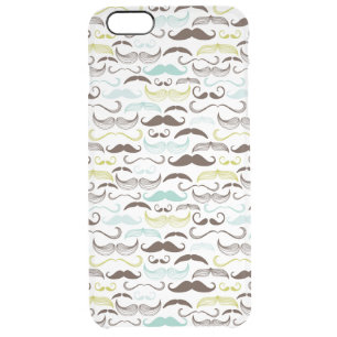 Mustache pattern, retro style 2 clear iPhone 6 plus case