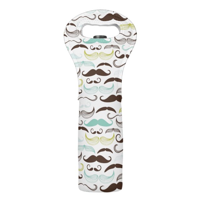 Mustache pattern, retro style 2 wine bag (Front)