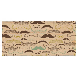 Mustache pattern, retro style 2 wood flash drive