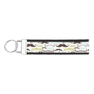 Mustache pattern, retro style 2 wrist keychain