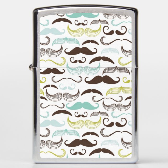 Mustache pattern, retro style 2 zippo lighter (Front)