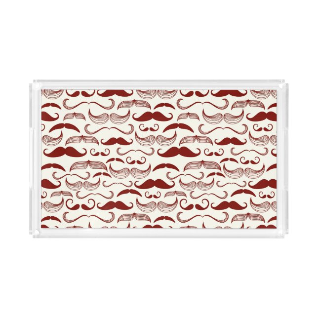 Mustache pattern, retro style 3 acrylic tray (Front)