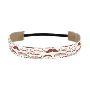 Mustache pattern, retro style 3 athletic headband