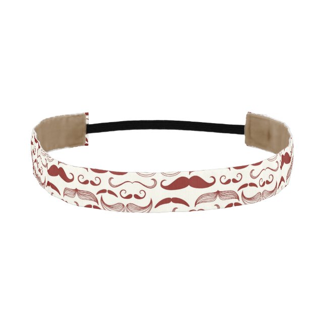 Mustache pattern, retro style 3 athletic headband (Front)
