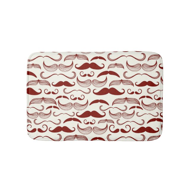 Mustache pattern, retro style 3 bathroom mat (Front)