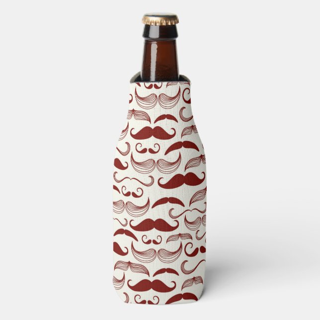 Mustache pattern, retro style 3 bottle cooler (Bottle Front)