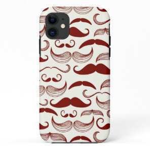 Mustache pattern, retro style 3 iPhone 11 case