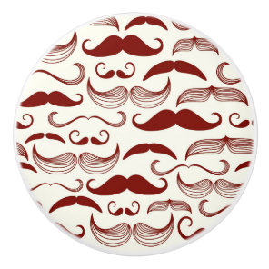 Mustache pattern, retro style 3 ceramic knob
