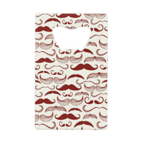 Mustache pattern, retro style 3 credit card bottle opener