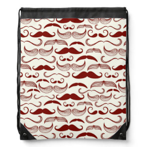 Mustache pattern, retro style 3 drawstring bag