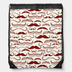 Mustache pattern, retro style 3 drawstring bag