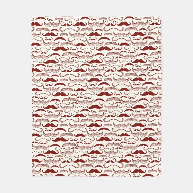 Mustache pattern, retro style 3 fleece blanket (Front)