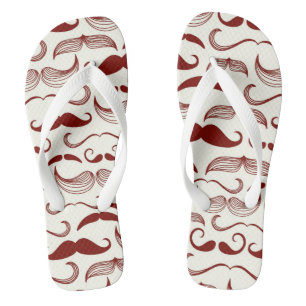 Mustache pattern, retro style 3 flip flops