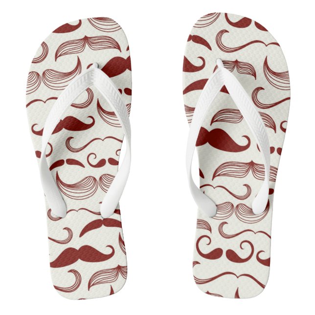 Mustache pattern, retro style 3 flip flops (Footbed)