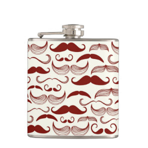 Mustache pattern, retro style 3 hip flask