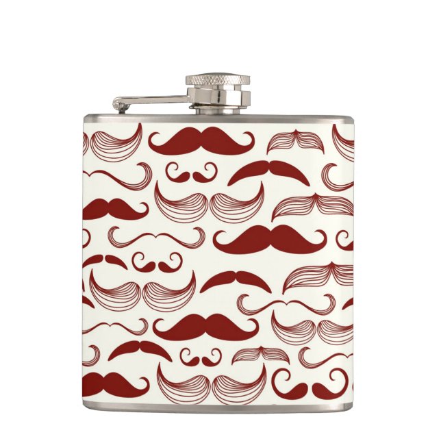 Mustache pattern, retro style 3 hip flask (Front)